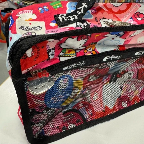 LeSportsac Red and Pink Hello Kitty Packing Cube Mesh Pocket Travel Organizer - Picture 3 of 11